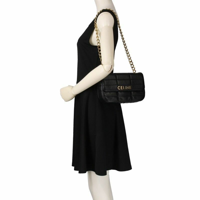 【CELINE】セリーヌ チェーンショルダーバッグ 111273EPZ 38NO Chain Shoulder Bag Matelasse Monochrome Celine In Black