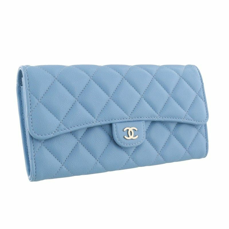 シャネル CHANEL 長財布 レディース ブルー AP0241 B10583 NO195 LIGHT BLEU ココマーク
