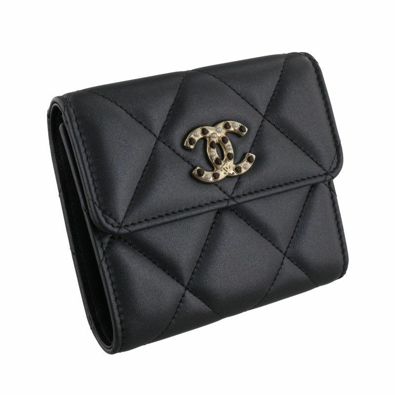 シャネル CHANEL 三つ折り財布 折財布 ミニ財布 レディース ブラック AP3328 B10739 94305