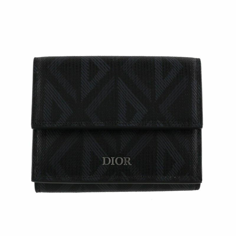 Christian Dior クリスチャンディオール 三つ折り財布 折財布 メンズ ブラック 2ESBC110 DCO H43E