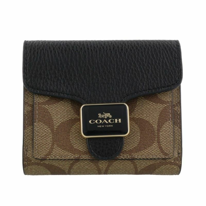 コーチ アウトレット COACH 二つ折り財布 レディース カーキ ブラック マルチ C7805 IMLOV