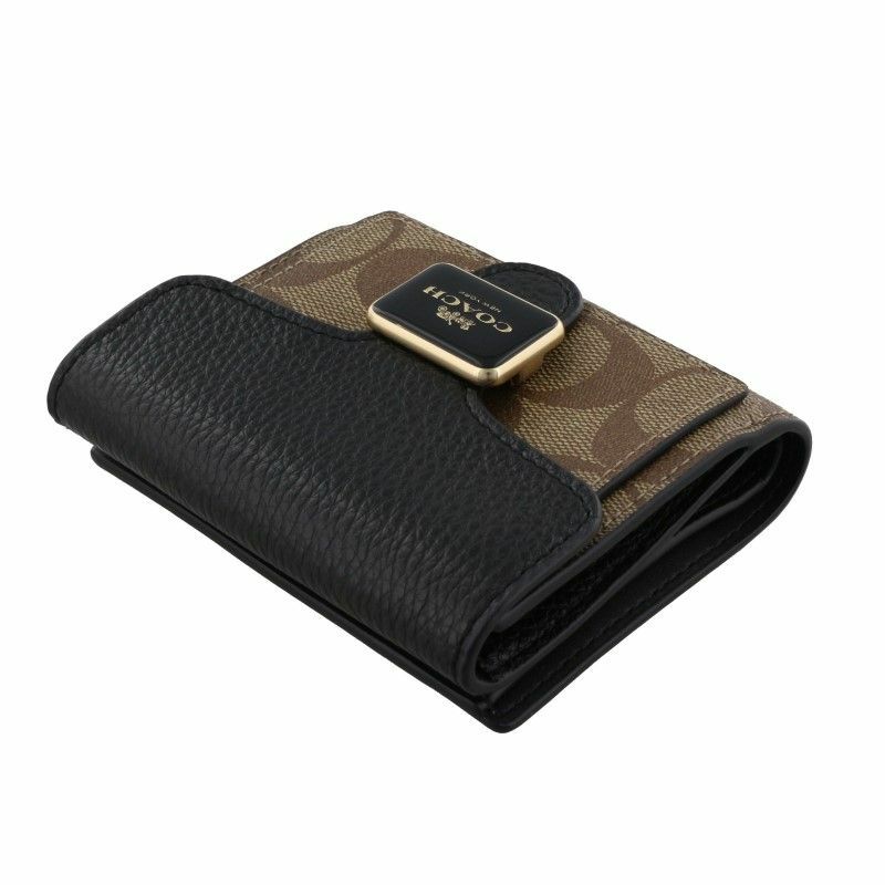 コーチ アウトレット COACH 二つ折り財布 レディース カーキ ブラック マルチ C7805 IMLOV