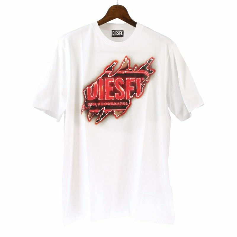 DIESEL ディーゼル Tシャツ 半袖 メンズ T JUST E43 Lサイズ ホワイト A09754 0AAXJ 100 WH