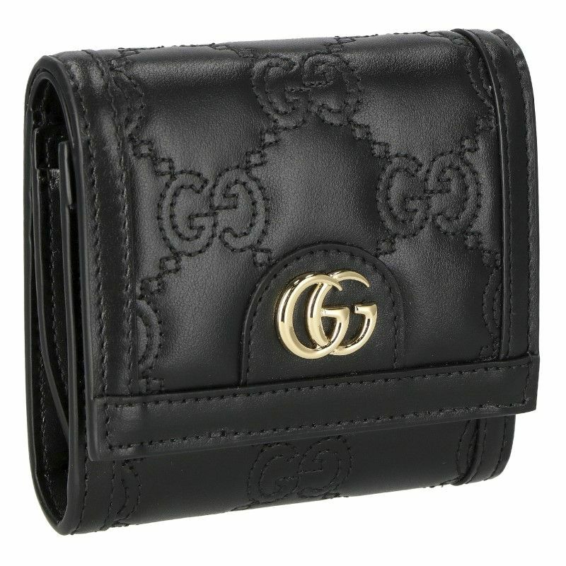 グッチ GUCCI 二つ折り財布 レディース GGマトラッセ ブラック 723799  