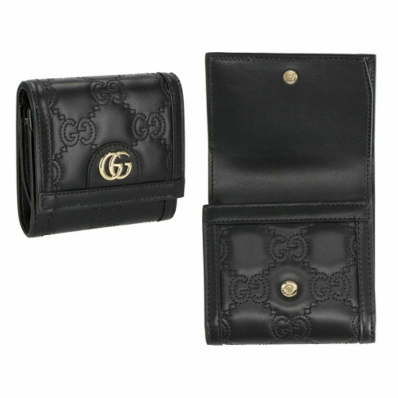 グッチ GUCCI 二つ折り財布 レディース GGマトラッセ ブラック 723799 
