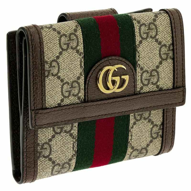 グッチ GUCCI 二つ折り財布 レディース OPHIDIA オフィディア ブラウン 