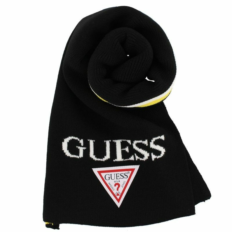 Guess ゲス マフラー メンズ レディース ブラック/イエロー AI4A8853DS YLW