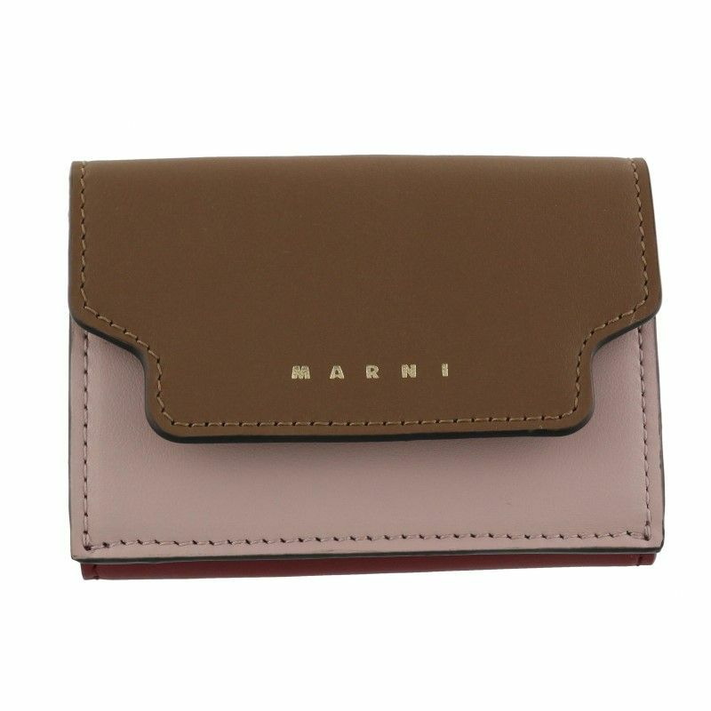 マルニ MARNI 三つ折り財布 レディース PFMOW02U23 LV589 Z474N GOLD BROWN/QUARTZ/BURGUNDY