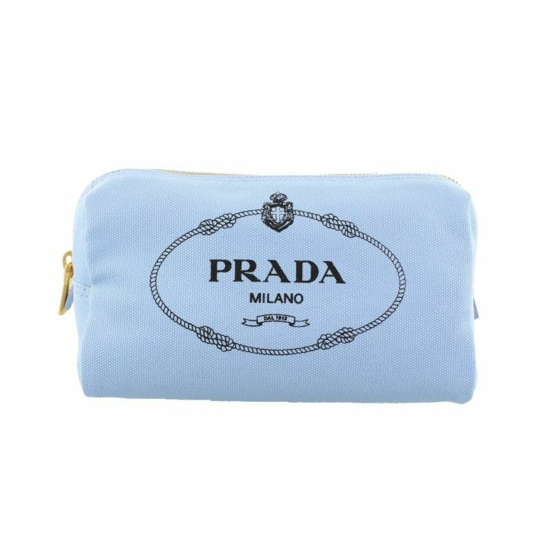 プラダ PRADA ポーチ レディース CANAPA LOGO ブルー 1NA693 20L F0D4O CELESTE+NERO