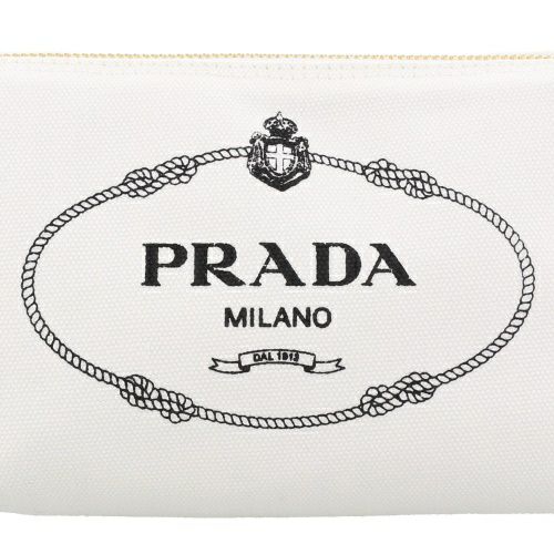 プラダ PRADA ポーチ レディース CANAPA LOGO ホワイト 1NA693 20L F0964 BIANCO+NERO