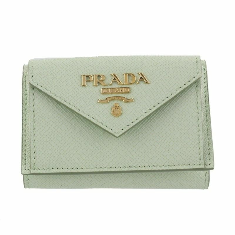 PRADA プラダ 三つ折り財布 レディース グリーン 1MH021 QWA F0934 