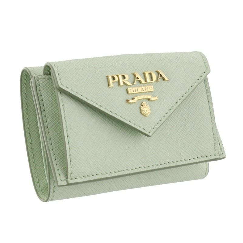 PRADA プラダ 三つ折り財布 レディース グリーン 1MH021 QWA F0934