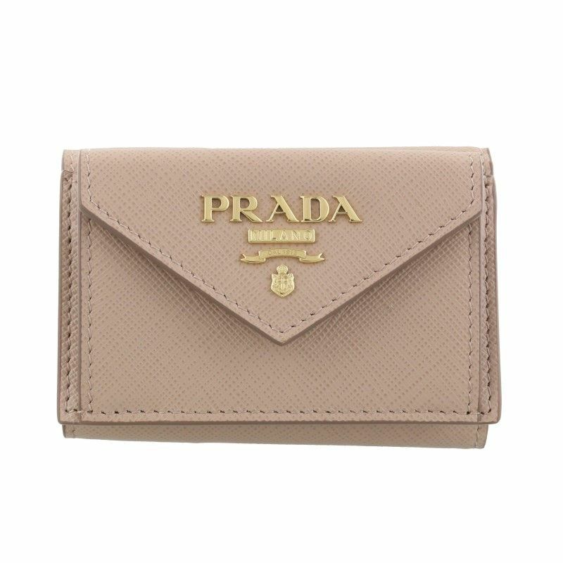 PRADA プラダ 三つ折り財布 レディース ピンクベージュ 1MH021 QWA