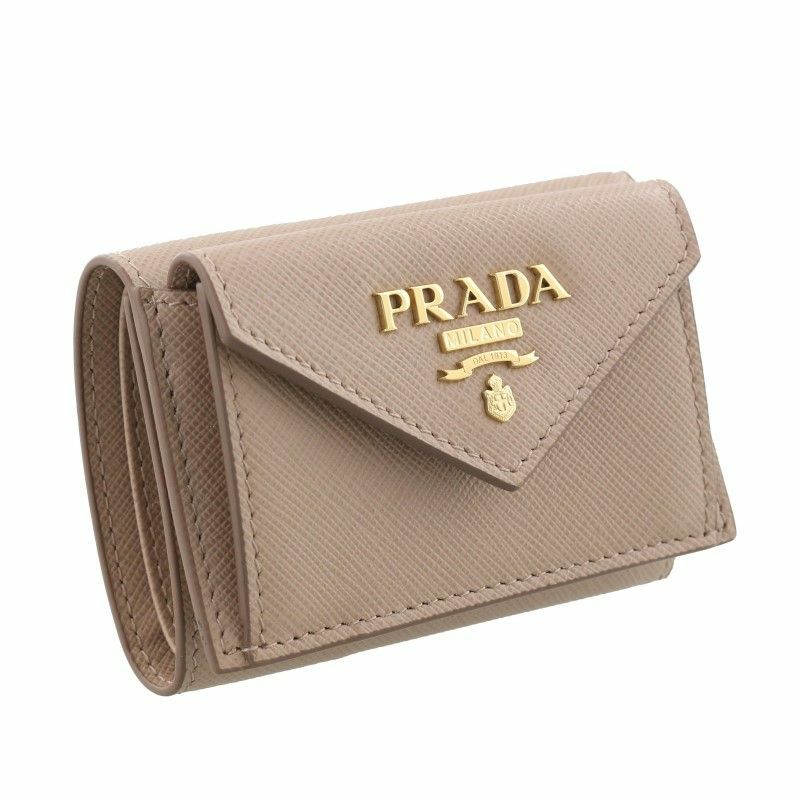 PRADA プラダ 三つ折り財布 レディース ピンクベージュ 1MH021 QWA