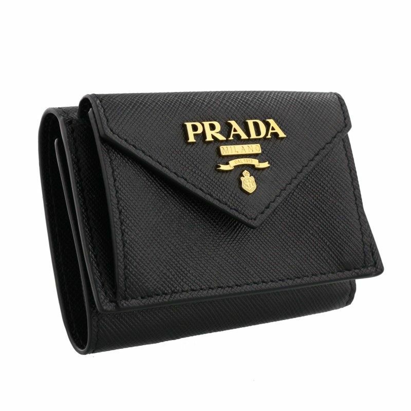 PRADA プラダ 三つ折り財布 レディース ブラック 1MH021 QWA F0002