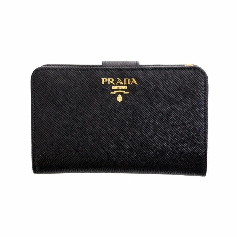 PRADA プラダ 二つ折り財布 レディース ブラック 1ML225 ZLP F061H NERO+IBISCO