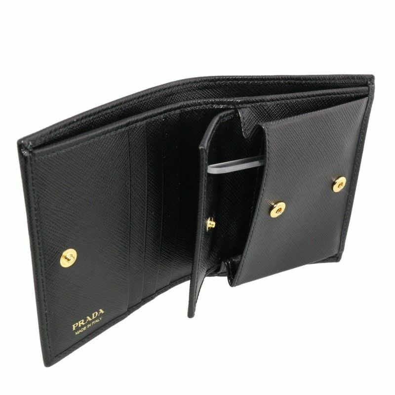 PRADA プラダ 二つ折り財布 レディース ブラック 1MV204 QWA