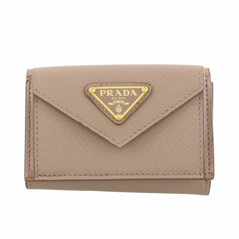 プラダ PRADA 三つ折り財布 SAFFIANO TRIANGOLO ベージュ 1MH021 QHH F0236 CIPRIA