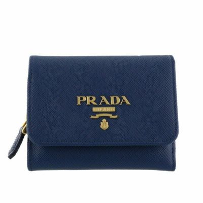 レディースPRADA(プラダ)SAFFIANO METAL BLUETTE  二つ折り財布