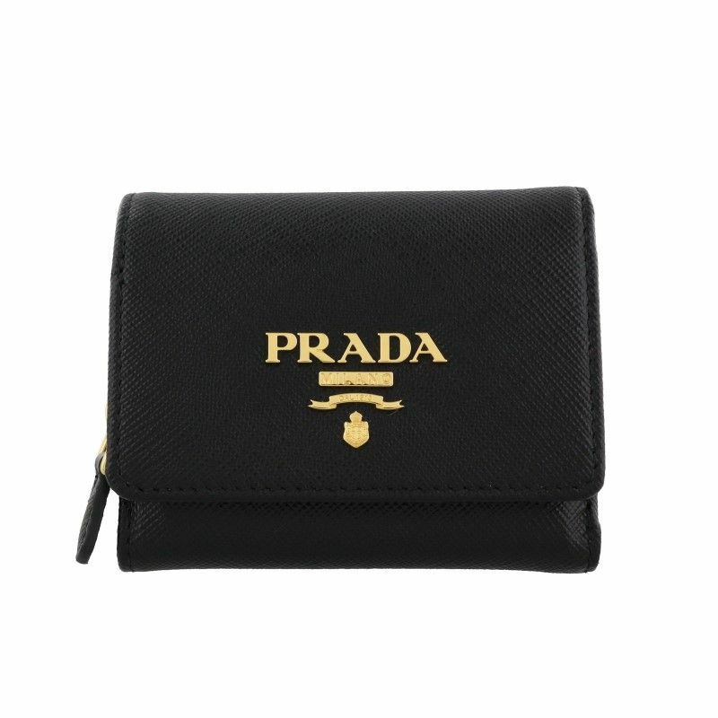 プラダ PRADA 三つ折り財布 レディース SAFFIANO METAL ORO ブラック 1MH044 QWA F0002 NERO