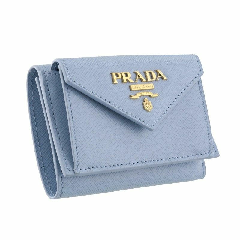 プラダ PRADA 三つ折り財布 レディース ブルー 1MH021 QWA F0076 CELESTE