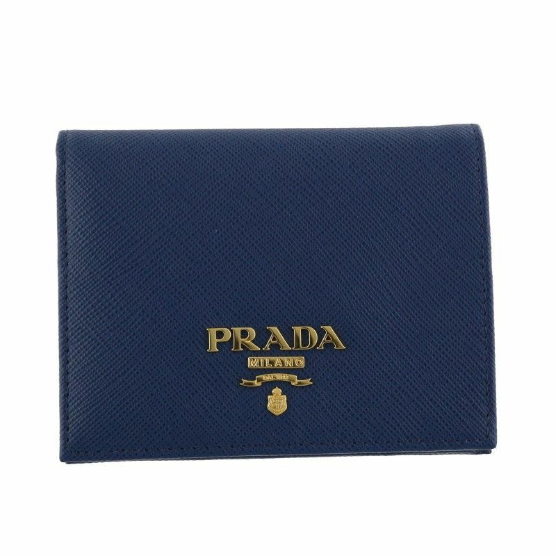 プラダ PRADA 二つ折り財布 レディース SAFFIANO METAL ブルー 1MV204 