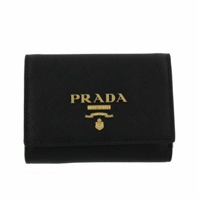 PRADA プラダ 三つ折り財布 レディース ブラック 1MH021 QWA F0002