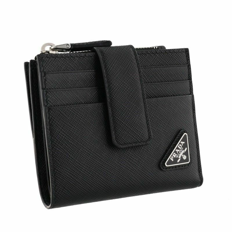 PRADA プラダ 二つ折り財布 メンズ SAFFIANO TRIANGOLO ブラック 2MC066 QHH F0002 NERO