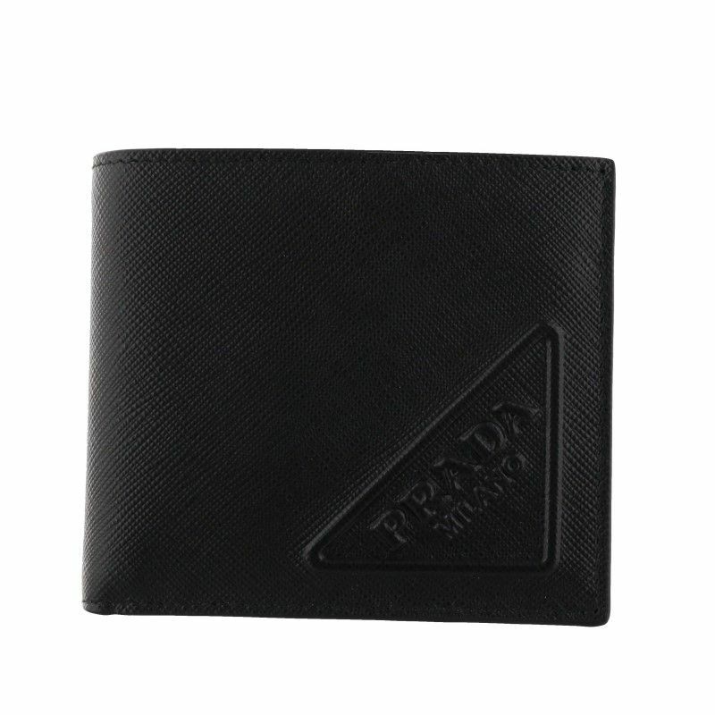 プラダ PRADA 二つ折り財布 メンズ SAFFIANO EMBOSSING ブラック