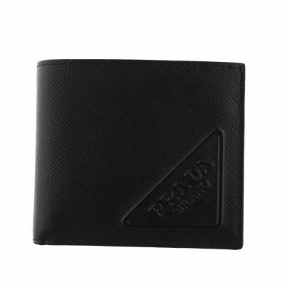 プラダ PRADA 二つ折り財布 メンズ SAFFIANO METAL ブラック