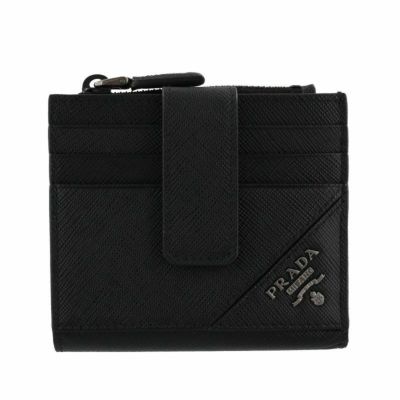 PRADA プラダ 二つ折り財布 メンズ SAFFIANO TRIANGOLO ブラック