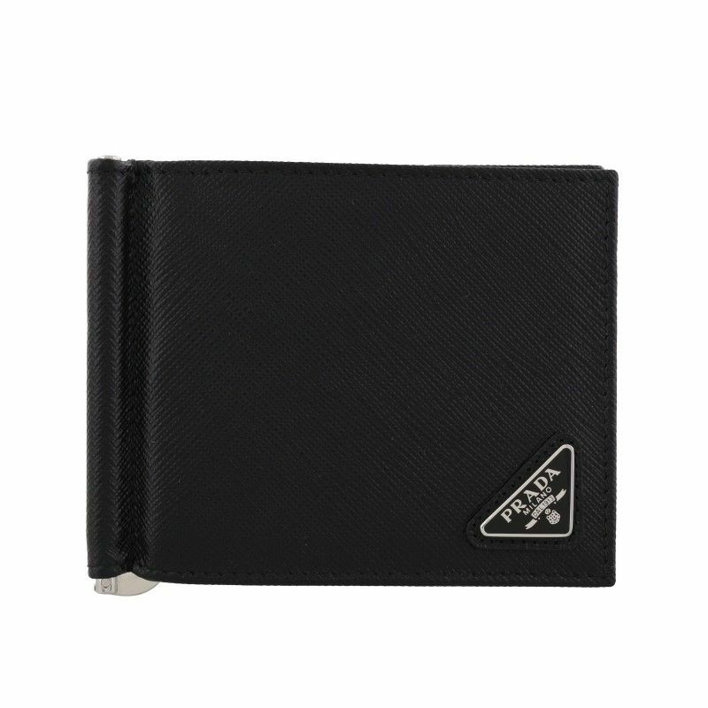 プラダ PRADA 二つ折り財布 メンズ SAFFIANO TRIANGOLO ブラック 2MN077 QHH F0002 NERO