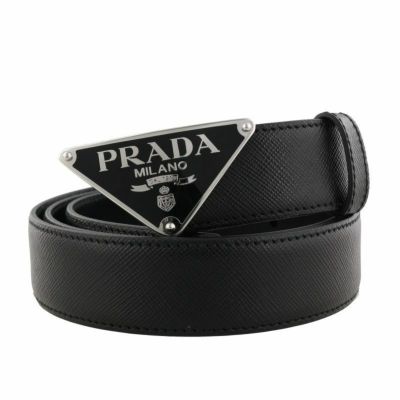 PRADA プラダ ベルト メンズ 95cm SAFFIANO ブラック 2CM217 053 F0002