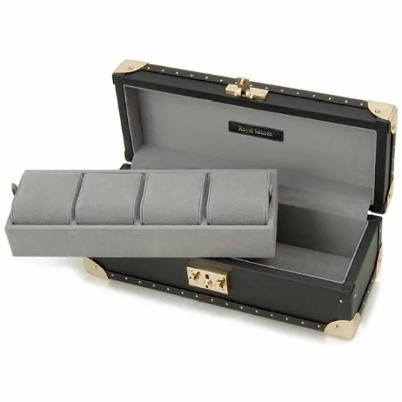 Royal hausen ロイヤルハウゼン ウォッチケース  腕時計収納ケース 4本収納 牛革 SWB002-4 ブラック