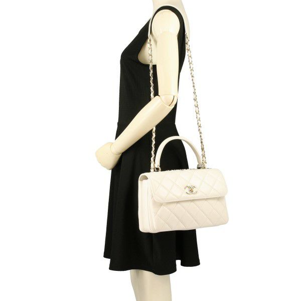マトラッセ トップハンドル フラップ バッグ ホワイト 白[A92236] Matelasse Top handle Flap Bag | シャネル  中古 バッグ/財布/小物