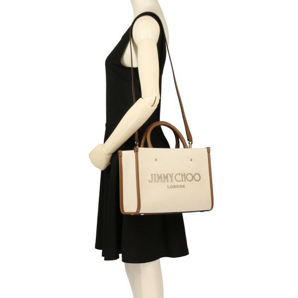 ジミーチュウ トートバッグ レディース VARENNE S TOTE ホワイト Jimmy Choo VARENNE LJJ NATURAL/MARL GREY/DARK TAN/LIGHTGOLD