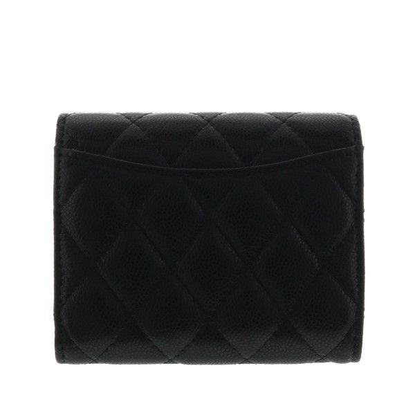 シャネル 三つ折り財布 レディース スモール クラシック フラップ ウォレット ブラック CHANEL AP0229 B10583 C3906 ブラック