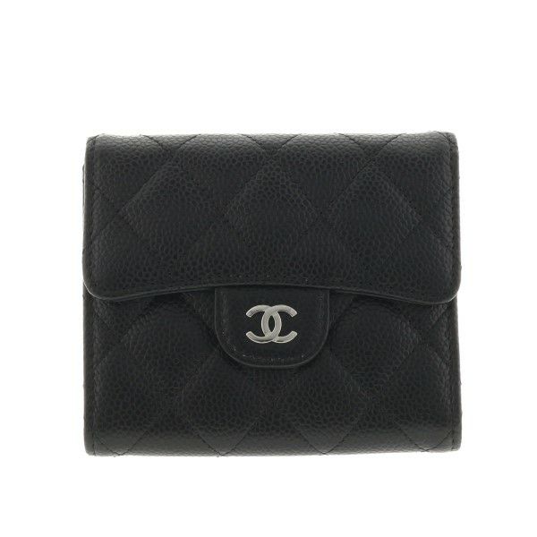 シャネル 三つ折り財布 レディース クラシック スモール フラップ ウォレット ブラック CHANEL AP0231 Y01588 C3906 ブラック