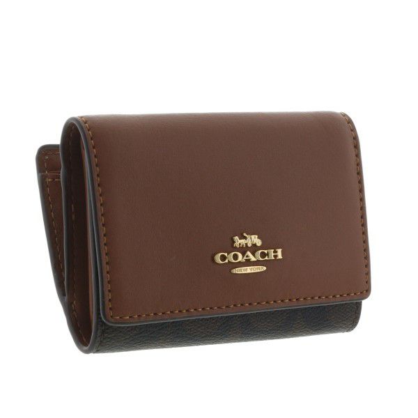 コーチ アウトレット 三つ折り財布 レディース マイクロ ウォレット ブラウン COACH CM761 IMW6S ブラウン/レッドウッド |  GINZA LoveLove（ラブラブ）