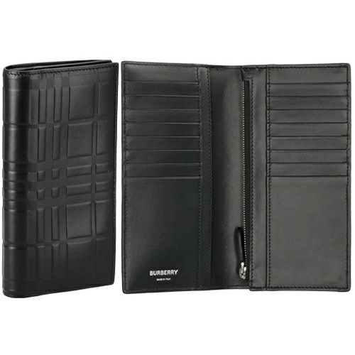 BURBERRY(バーバリー) CAVENDISH キャベンディッシュ ロンドンチェック 二つ折り長財布 ブラック レザー 8014479【中古】【程度A】【カラーブラック】【オンライン限定商品】