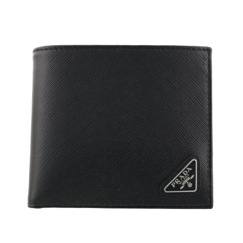 プラダ 二つ折り財布 メンズ SAFFIANO TRIANGOLO ブラック PRADA 