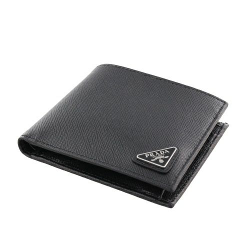 プラダ 二つ折り財布 メンズ SAFFIANO TRIANGOLO ブラック PRADA 