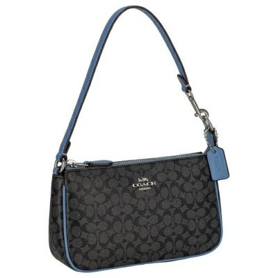 コーチ アウトレット ショルダーバッグ レディース シグネチャー ブルー COACH OUTLET CE698 SVW6O ブラック/ブルーグレー