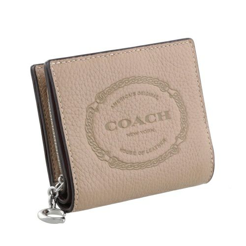 コーチ アウトレット 二つ折り財布 レディース ヘリテージ C チャーム ベージュ COACH OUTLET CM216 SV/TP トープ