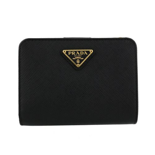 プラダ 二つ折り財布 レディース SAFFIANO TRIANGOLO ブラック PRADA 1ML018 QHH F0002 NERO