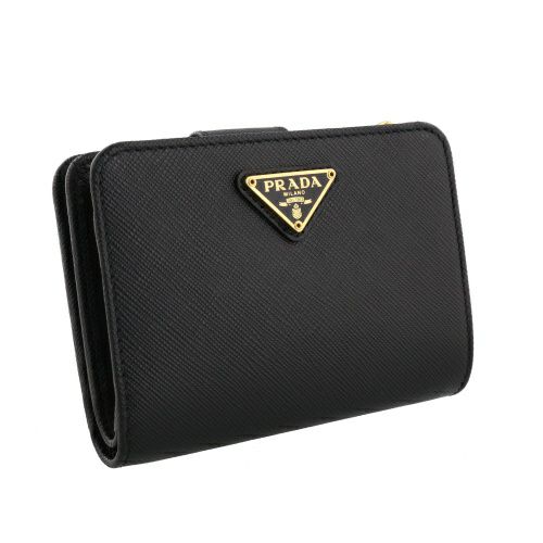 プラダ 二つ折り財布 レディース SAFFIANO TRIANGOLO ブラック PRADA 1ML018 QHH F0002 NERO