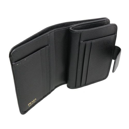 プラダ 二つ折り財布 レディース SAFFIANO TRIANGOLO ブラック PRADA 1ML018 QHH F0002 NERO