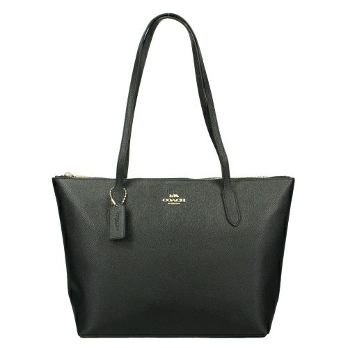 コーチ アウトレット トートバッグ レディース クロスグレーン レザー ジップ トップ トート ブラック COACH OUTLET 4454 IMBLK