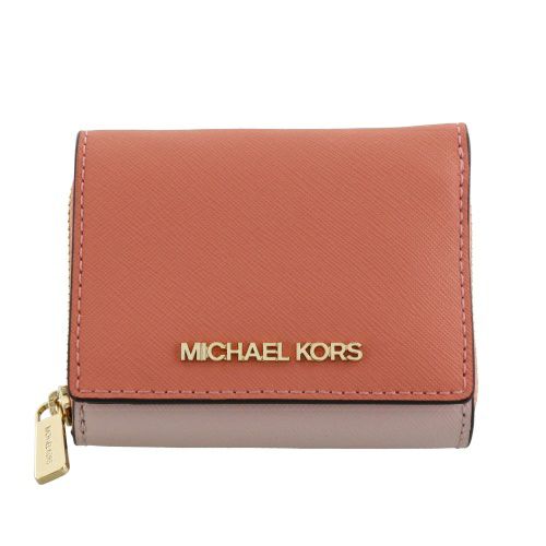 マイケルコース 三つ折り財布 レディース JET SET TRAVEL ジップアラウンド ウォレット スモール ピンク MICHAEL KORS 35F1GTVZ5L SHERBERT MLT