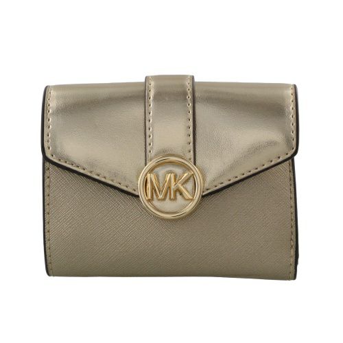 マイケルコース 二つ折り財布 レディース カルメン ミディアム フラップ ビルフォールド ウォレット ゴールド MICHAEL KORS 35F3GNMF8M PALE GOLD